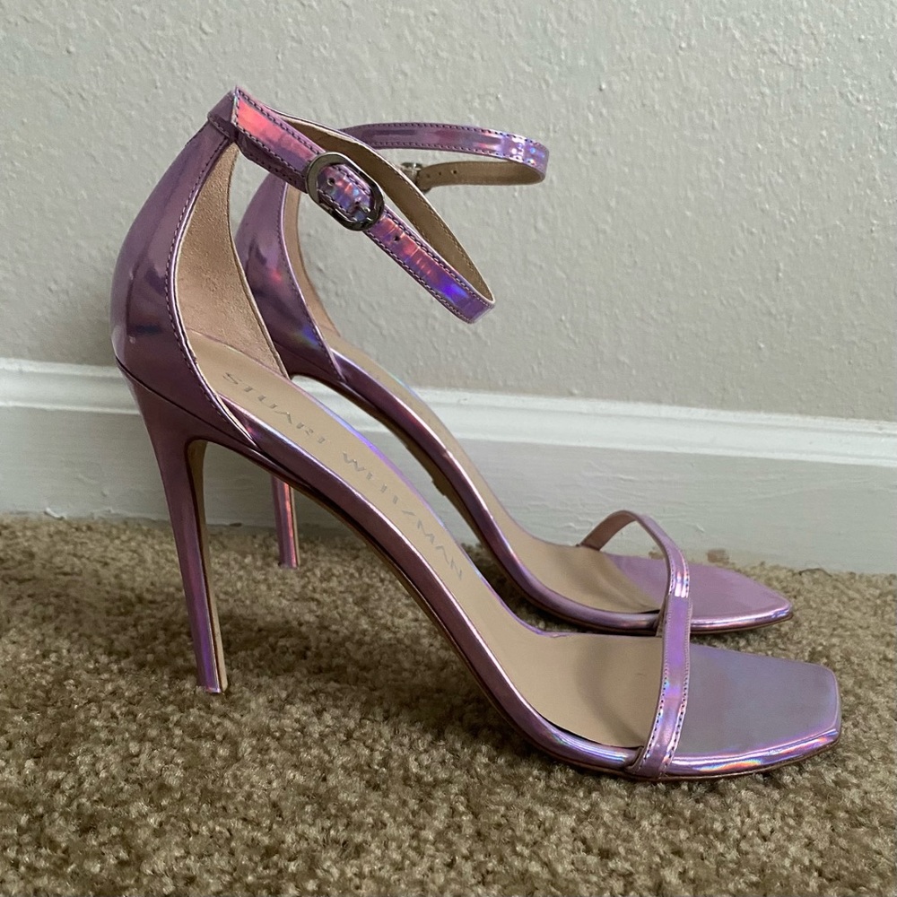 Stuart Weitzman Nudist Curve Iridescent Pink Heels Amatista US 12 - Picture 4 of 9